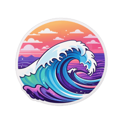 a cool logo named WAVY sticker on T-Shirt