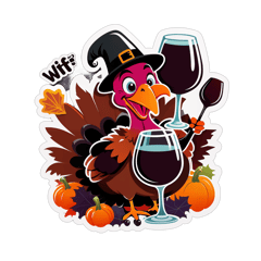 thanksgiving halloween  WTF wine turkey family sticker on T-Shirt