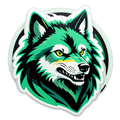 wolf green and black sticker on T-Shirt