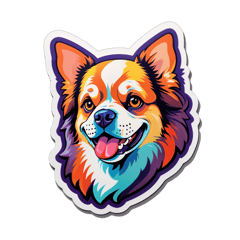 a trippyy dog sticker on T-Shirt