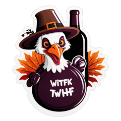 thanksgiving halloween  WTF wine turkey family sticker on T-Shirt