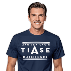 Midnight blue tshirt with white print accross the shoulders that says Daniel von Cloudt, next line two line dash, 3 stars, two line dash, next line US Congress sticker on T-Shirt