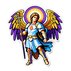 create a draw illustration of Saint Michael Archangel sticker on T-Shirt