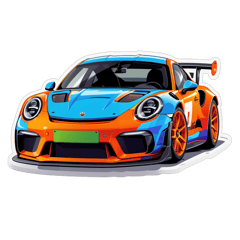 Porsche 911 GT3 RS in middle under will be a slogan about going fast sticker on T-Shirt