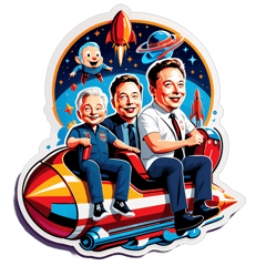 elon musk and donald trunk riding on a rocket ship sticker on T-Shirt