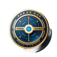 featuring a futuristic logo for 'Free Zone 2040', with a clean circular emblem, subtle lines representing global trade and movement, modern and elegant typography, simple geometric design, monochrome color with a hint of gold or blue, balanced and centered composition, corporate and futuristic style, vector, high resolution, print-ready, transparent background, no sticker on T-Shirt
