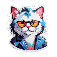a cool cat sticker on T-Shirt