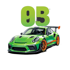 Porche 911 with the description and photos and a big sign saying Porsche 911 gt3 rs  sticker on T-Shirt