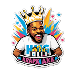 T-shirt blanc avec les écrits : King AK Birthday  sticker on T-Shirt