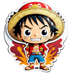 One piece luffy chibi design t-shirt  sticker on T-Shirt