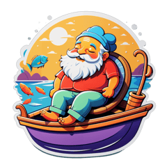 A sleeping Fishman relax on the boat sticker on T-Shirt