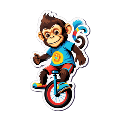 A monkey on a unicycle  sticker on T-Shirt