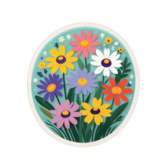 Trendy birth month wildflowers sticker on T-Shirt