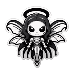 angel satanico con telaraña a blanco y negro en 2D sticker on T-Shirt