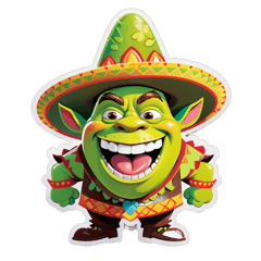 shrek wearing a sombrero hat sticker on T-Shirt