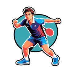 table tennis player sticker on T-Shirt