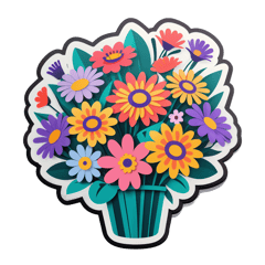 an  aesthetically pleasing boquet of flowers wrapped in a paper sticker on T-Shirt