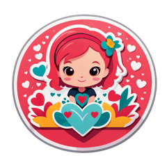 Valentine day sticker on T-Shirt