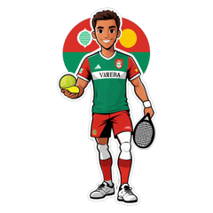 padel shirt with portuguese flag and name "Valerio Andrade" sticker on T-Shirt