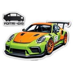 Porche 911 with the description and photos and a big sign saying Porsche 911 gt3 rs  sticker on T-Shirt