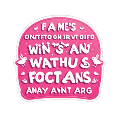 2D full pink background and pink text with Arial font style says Alice's Easter on it without any pictures of humans, without any pictures of animals, without any pictures of birds, and without any pictures of insects. sticker on T-Shirt