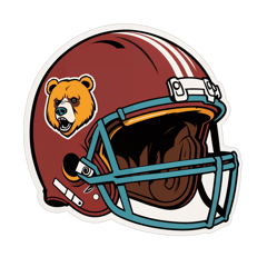 Bear in an old time football helmet sticker on T-Shirt