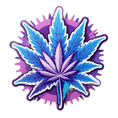 Purple and blue cannabis  sticker on T-Shirt