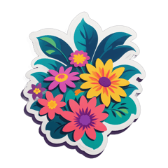 Flower designs sticker on T-Shirt