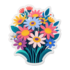 an  aesthetically pleasing boquet of flowers sticker on T-Shirt