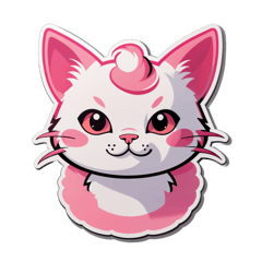 A cute cat with pink ears sticker on T-Shirt