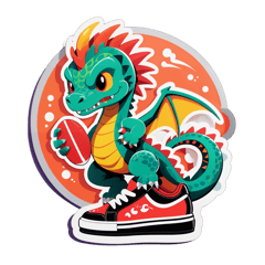 A dragon wearing a sneaker sticker on T-Shirt