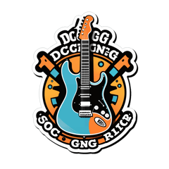 company name docgrenggg with guitar repair logo sticker on T-Shirt