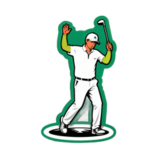 Golfer falling into a golf hole sticker on T-Shirt