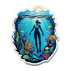 freediving sticker on T-Shirt
