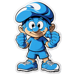 Shirt BLUE sportive's smurf sticker on T-Shirt