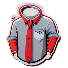 button down shirt red and light gray sticker on T-Shirt