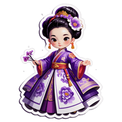 China renascentista, pintura a óleo com figura chinesa vestida em trajes espaciais, use tons de roxo. Estilo de pintura e filtro para imagem em tons pastéis. Use tons de roxo sticker on T-Shirt