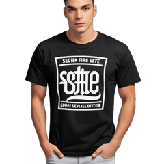 Original black t-shirt with white SeitUP lettering. Inscription on the collar or on the rim of the sleeves sticker on T-Shirt