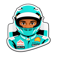 F1 driver Lewis hamilton in W11 car sticker on T-Shirt