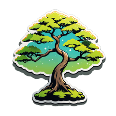 bonzai tree  sticker on T-Shirt