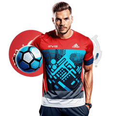Ein modernes Sportshirt mit All-over-Print, das ein futuristisches, geometrisches Muster zeigt. Das Design ist so gestaltet, dass es unauffällig einen funktionierenden QR-Code integriert, der beim Scannen mit der Smartphone-Kamera erkannt wird. Der QR-Code verschmilzt mit dem sportlichen, dynamischen Muster und ist nicht sofort sichtbar. Das Shirt ist in verschiedenen Farbvarianten erhältlich (schwarz, weiß, blau, rot). Das Design bedeckt das gesamte Shirt inklusive der Ärmel. Stil: sportlich, futuristisch, tech-inspiriert. sticker on T-Shirt