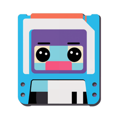  Create a playful and engaging sticker for a floppy disk, featuring a cute face. sticker on T-Shirt