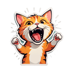 cat yelling with hand sticker on T-Shirt