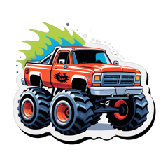 monster truck sticker on T-Shirt