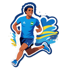 blue color T_shirt to Brazilian runners in Namíbia  sticker on T-Shirt