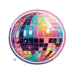 a large disco ball with pastel colours shining out of it  sticker on T-Shirt