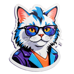 a cool cat sticker on T-Shirt