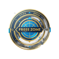 featuring a futuristic logo for 'Free Zone 2040', with a clean circular emblem, subtle lines representing global trade and movement, modern and elegant typography, simple geometric design, monochrome color with a hint of gold or blue, balanced and centered composition, corporate and futuristic style, vector, high resolution, print-ready, transparent background, no sticker on T-Shirt
