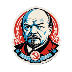 lenin, com os revolucionarios russos ao fundo, e o simbolo da foice e martelo em destaque. sticker on T-Shirt