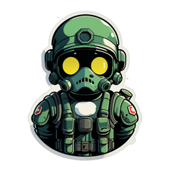 Solider with helmet and night vision in the art style of cuphead video game  sticker on T-Shirt